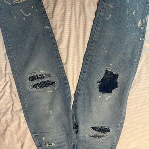 Zara Light Blue Distressed Skinny Jeans